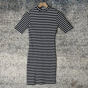 Alexander Wang Dress Womens XS Striped Fitted Short Sleeve Mini Crewneck Casual